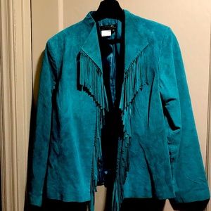 25%BUNDLE DISCOUNT! Turquoise Suede Jacket
